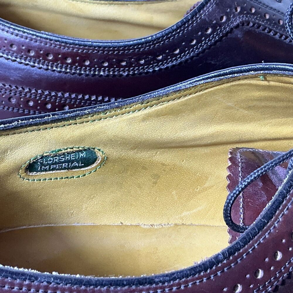 Florsheim Imperial Shell Cordovan Shoes Men’s Wing Tips 10 D Kenmoor - Picture 4 of 13